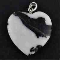 Black &amp; White Zebra Jasper Heart Pendant