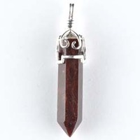 Garnet Plated Silver Single Terminator Pendant