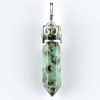 Chrysocolla Plated Silver Single Terminator Pendant