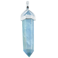 Aqua Aura .925 Silver Double Terminator Pendant