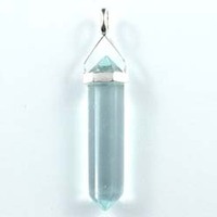 Light Blue Obsidian .925 Silver Double Terminator Pendant