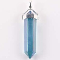 Aqua Aura Plated Silver Double Terminator Pendant