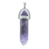 Chevron Amethyst Plated Silver Double Terminator Pendant