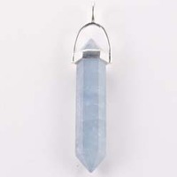 Celestite Plated Silver Double Terminator Pendant