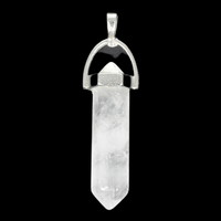 Clear Quartz Plated Silver Double Terminator Pendant