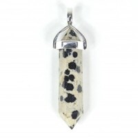 Dalmatian Jasper Plated Silver Double Terminator Pendant
