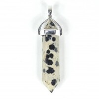 Dalmatian Jasper Plated Silver Double Terminator Pendant