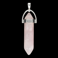 Rose Quartz Plated Silver Double Terminator Pendant