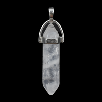 White Quartz Plated Silver Double Terminator Pendant