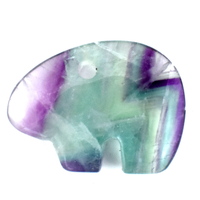 Rainbow Fluorite Wombat or Bear Pendant