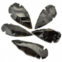 Black Obsidian Arrowhead Pendant Carving [5 pcs]