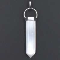 White Selenite .925 Silver Single Terminator Pendant