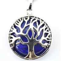 Lapis Lazuli Silver Metal Round Tree Of Life Key Ring