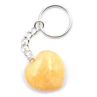 Orange Calcite Heart Carving Key Ring