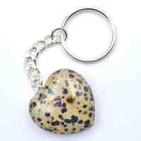 Dalmatian Jasper Heart Carving Key Ring