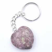 Pink Lepidolite Heart Carving Key Ring