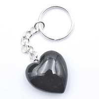 Black Onyx Heart Carving Key Ring