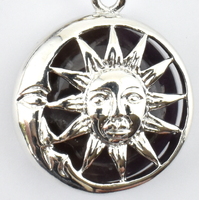 Amethyst Silver Metal Sun &amp; Moon Key Ring
