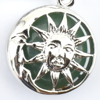 Green Aventurine Silver Metal Sun &amp; Moon Key Ring