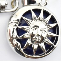 Lapis Lazuli Silver Metal Sun &amp; Moon Key Ring