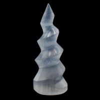 White Selenite Spiral Tower Carving
