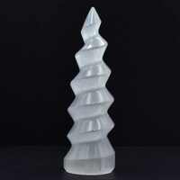 White Selenite Spiral Tower Carving