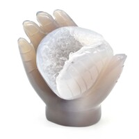 Agate Geode Hand of Buddha Carving