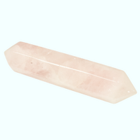 Rose Quartz Double Terminator  Wand Carving