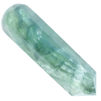Green Fluorite Single Point Wand Carving