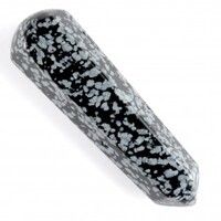 White Snowflake Obsidian Single Point Wand Carving
