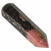 Rhodonite in Matrix Single Point Wand Carving