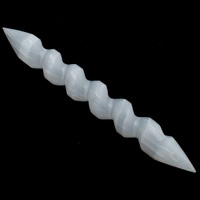White Selenite Spiral Twist Wand Carving