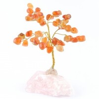 Carnelian on Rose Quartz Wire Crystal Tree [Medium]