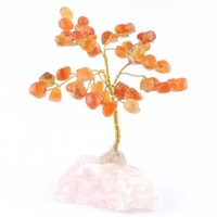 Carnelian on Rose Quartz Wire Crystal Tree &quot;Medium&quot;
