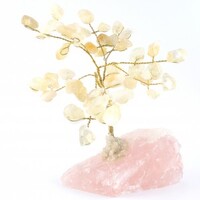 Citrine On Rose Quartz Wire Crystal Tree &quot;Medium&quot;